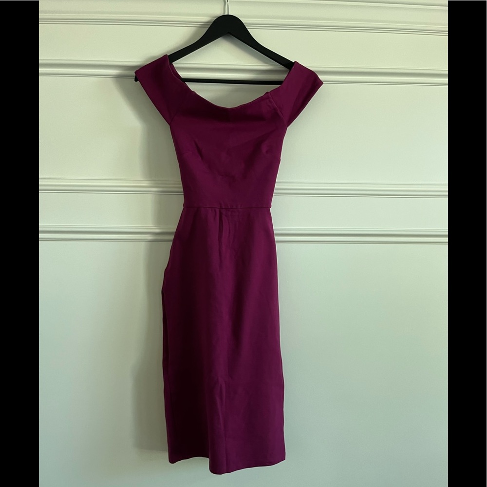 Talula Off the Shoulder Fuchsia Dress